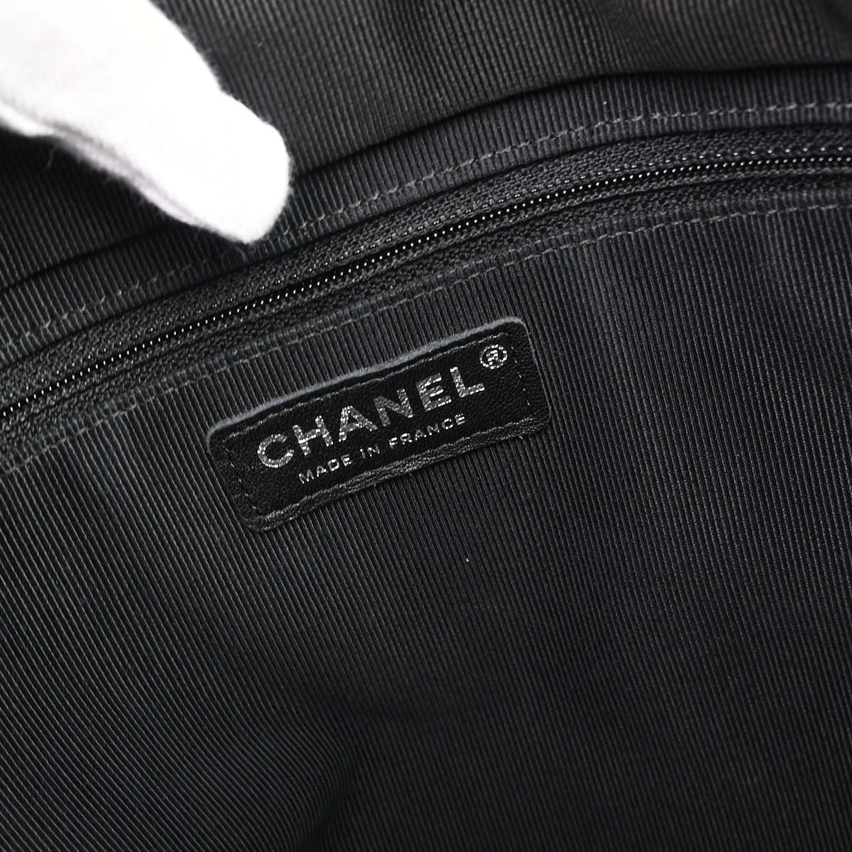 Chanel 2018 Black Tweed Patchwork Chain Tote Bag