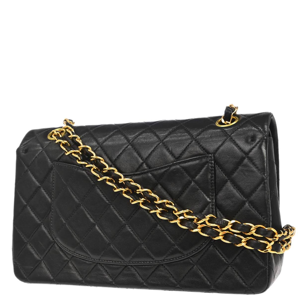 Chanel 2000-2002 Black Lambskin Medium Classic Double Flap Shoulder Bag