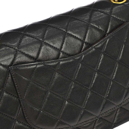 Chanel 2000-2002 Black Lambskin Medium Classic Double Flap Shoulder Bag