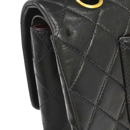 Chanel 2000-2002 Black Lambskin Medium Classic Double Flap Shoulder Bag