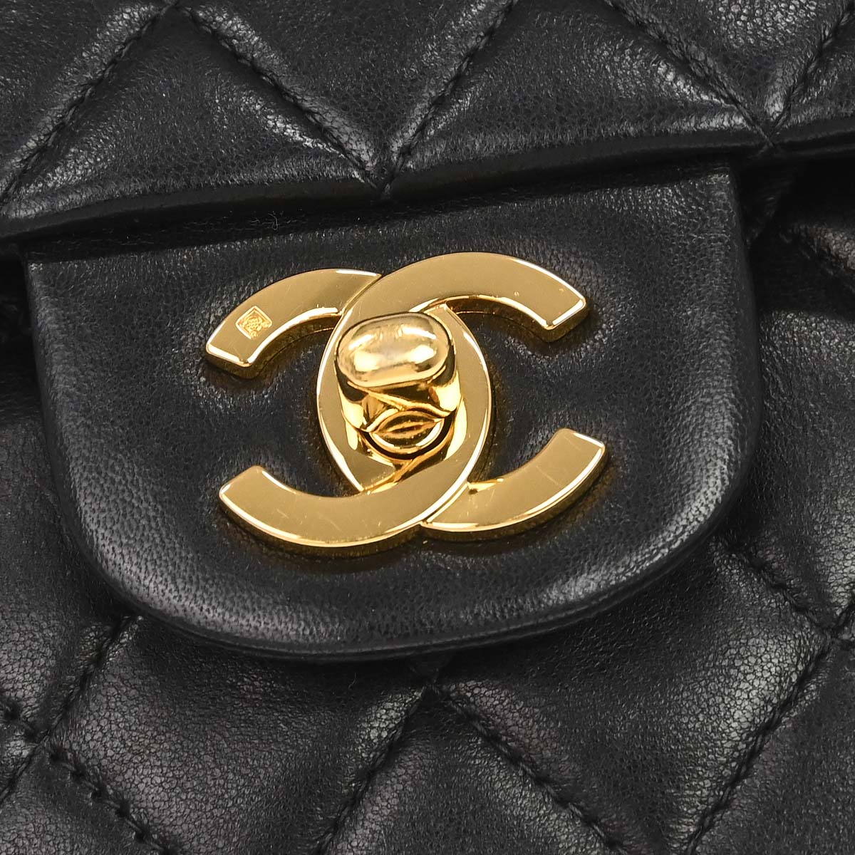 Chanel 2000-2002 Black Lambskin Medium Classic Double Flap Shoulder Bag