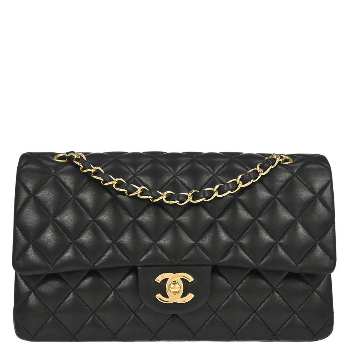 Chanel Black Lambskin Medium Classic Double Flap Shoulder Bag