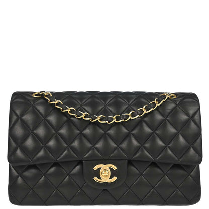 Chanel Black Lambskin Medium Classic Double Flap Shoulder Bag
