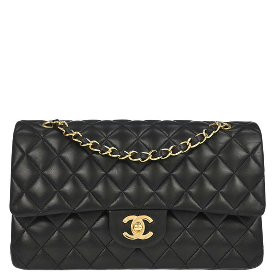 Chanel Black Lambskin Medium Classic Double Flap Shoulder Bag