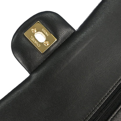 Chanel Black Lambskin Medium Classic Double Flap Shoulder Bag