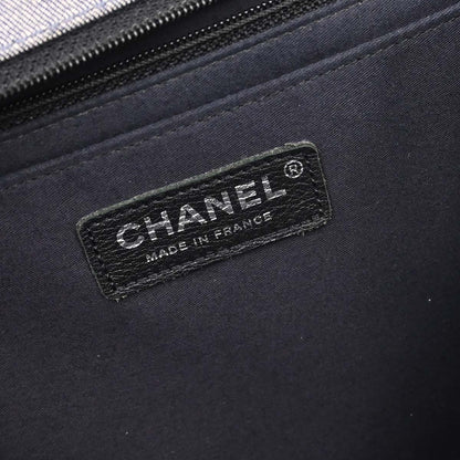 Chanel 2015-2016 Blue Tweed Patchwork Jumbo Shoulder Bag