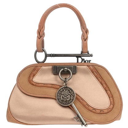 Christian Dior Beige Satin Suede Gaucho Handbag
