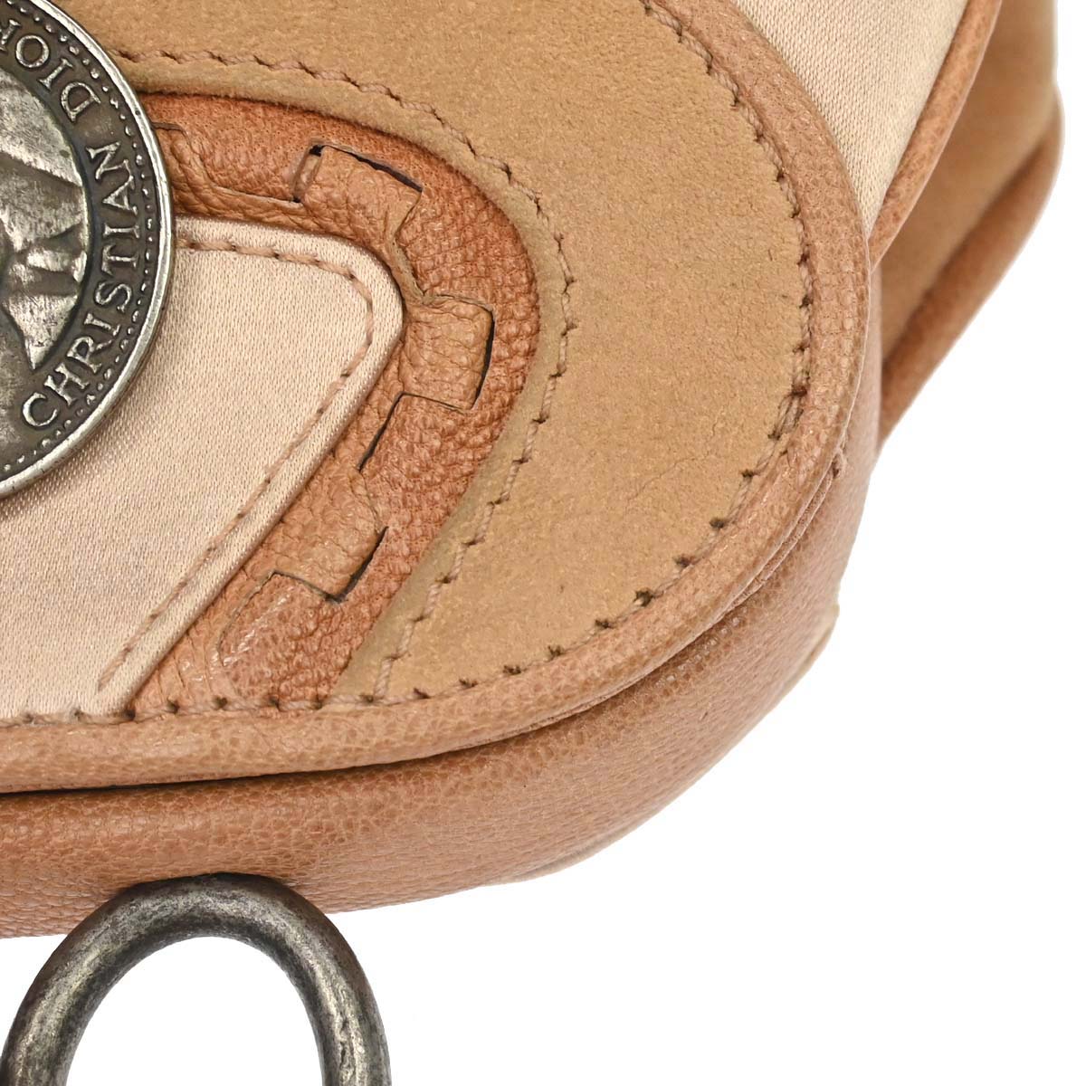 Christian Dior Beige Satin Suede Gaucho Handbag
