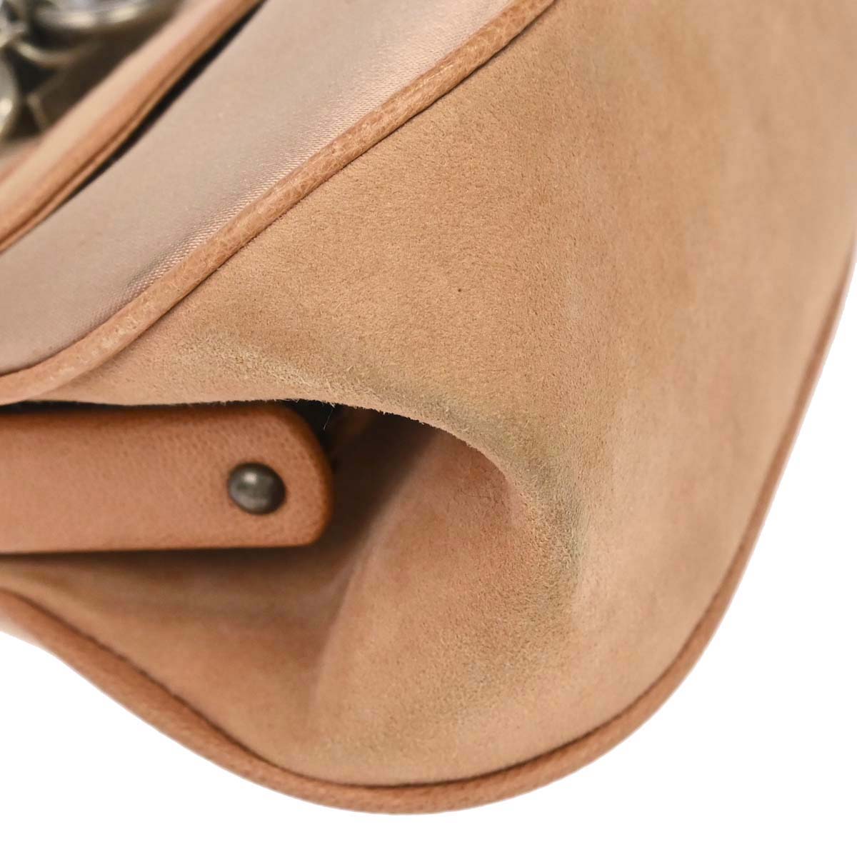 Christian Dior Beige Satin Suede Gaucho Handbag