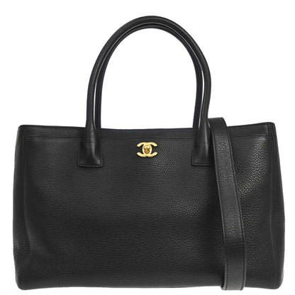 Chanel 2014 Black Deerskin Executive Cerf 2way Shoulder Tote Bag