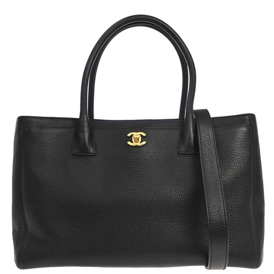 Chanel 2014 Black Deerskin Executive Cerf 2way Shoulder Tote Bag