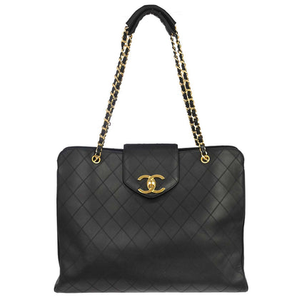 Chanel 1991-1994 Black Lambskin Bicolore Supermodel Shoulder Bag