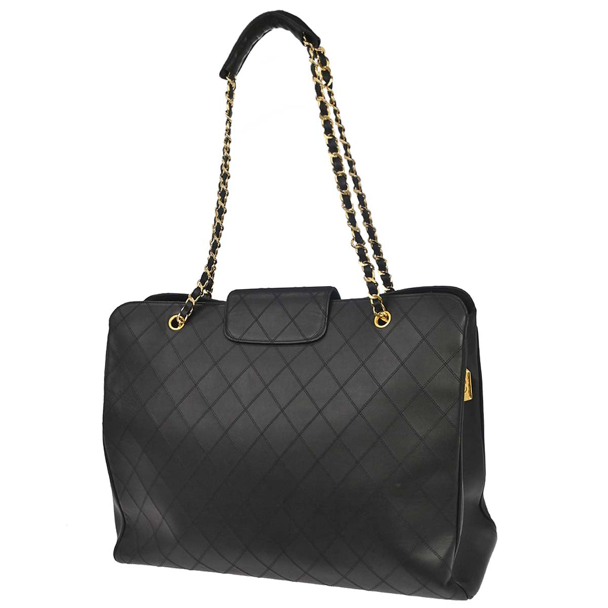 Chanel 1991-1994 Black Lambskin Bicolore Supermodel Shoulder Bag