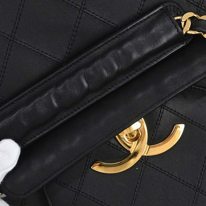 Chanel 1991-1994 Black Lambskin Bicolore Supermodel Shoulder Bag