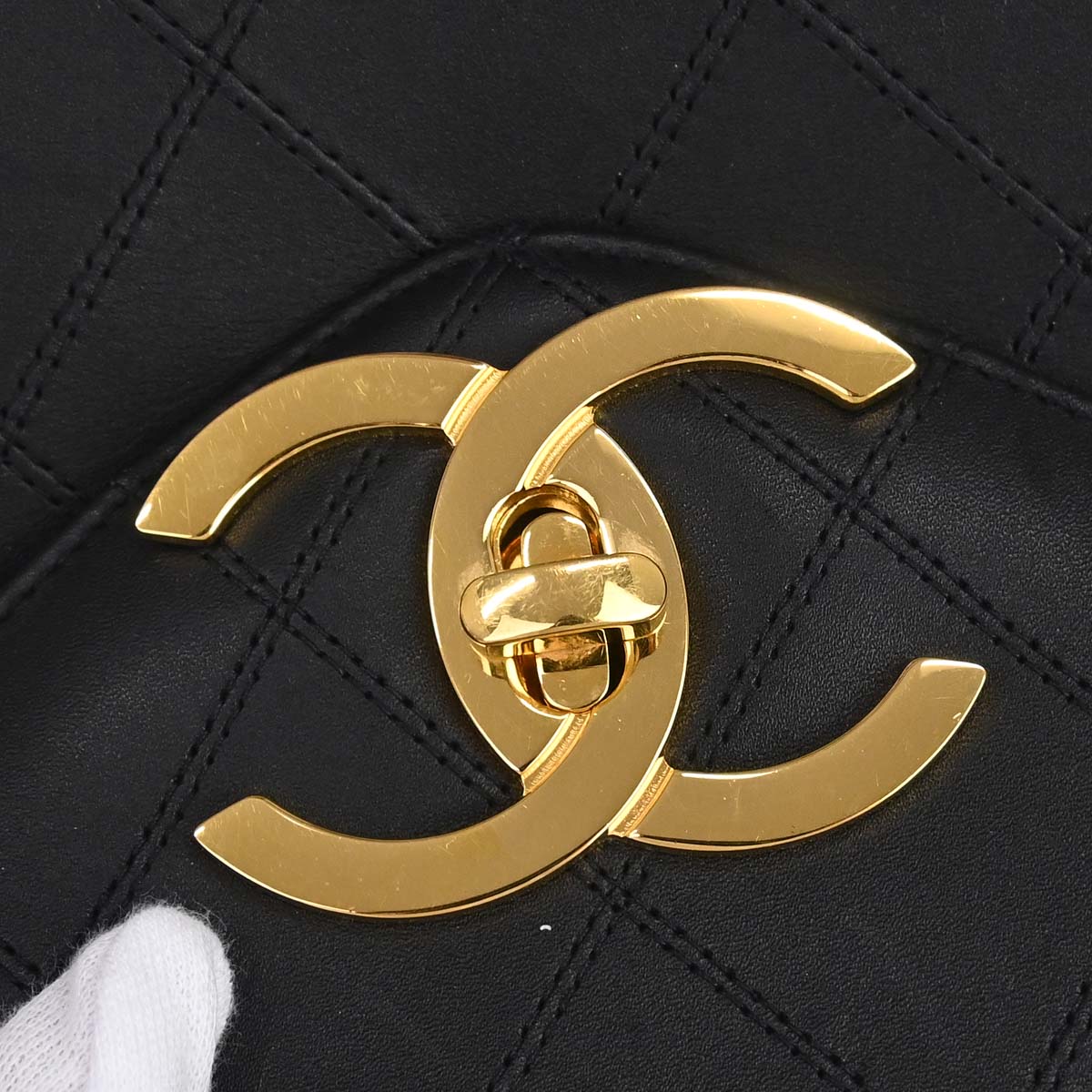 Chanel 1991-1994 Black Lambskin Bicolore Supermodel Shoulder Bag