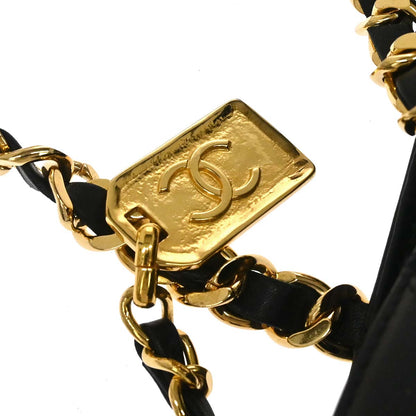 Chanel 1991-1994 Black Lambskin Bicolore Supermodel Shoulder Bag