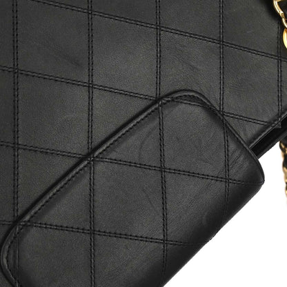 Chanel 1991-1994 Black Lambskin Bicolore Supermodel Shoulder Bag
