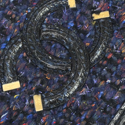 Chanel * 2018-2019 Navy Black Tweed Python Filigree 2way Shoulder Vanity Handbag