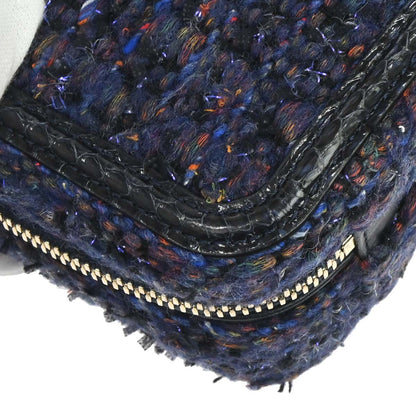 Chanel * 2018-2019 Navy Black Tweed Python Filigree 2way Shoulder Vanity Handbag