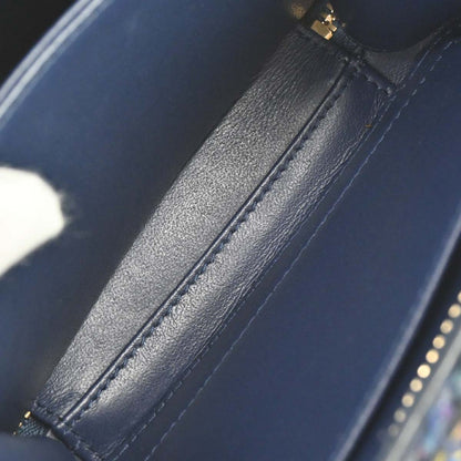 Chanel * 2018-2019 Navy Black Tweed Python Filigree 2way Shoulder Vanity Handbag