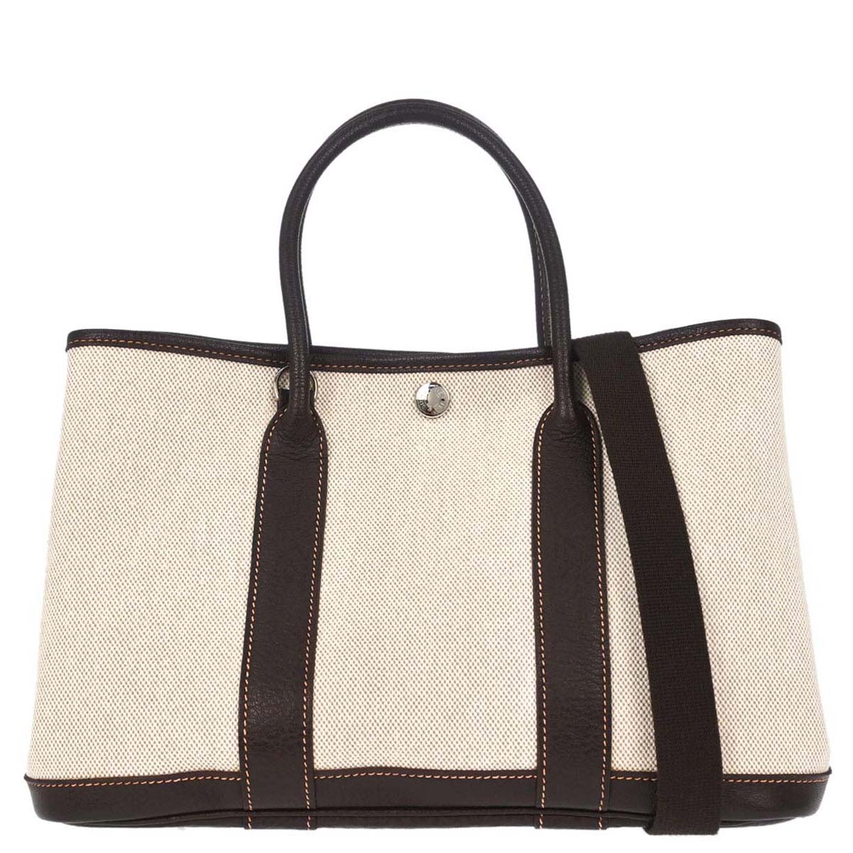 Hermes Beige Toile H Buffalo Garden Party 30 TPM 2way Shoulder Tote Handbag