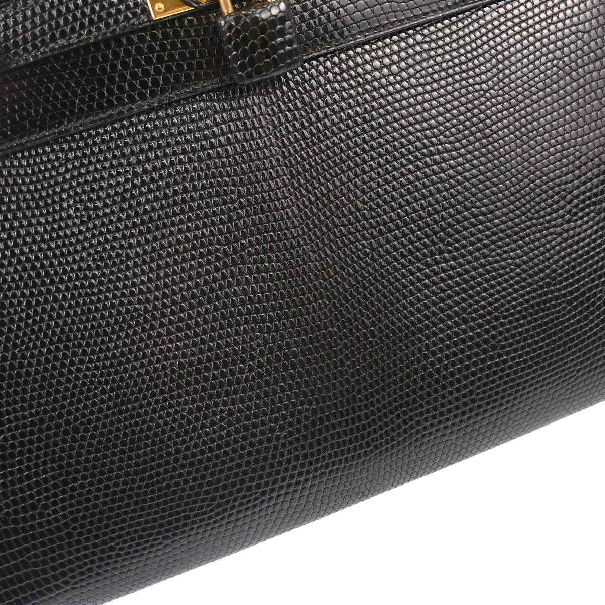 Hermes * Black Lizard Kelly 32 Sellier 2way Shoulder Handbag