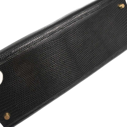 Hermes * Black Lizard Kelly 32 Sellier 2way Shoulder Handbag