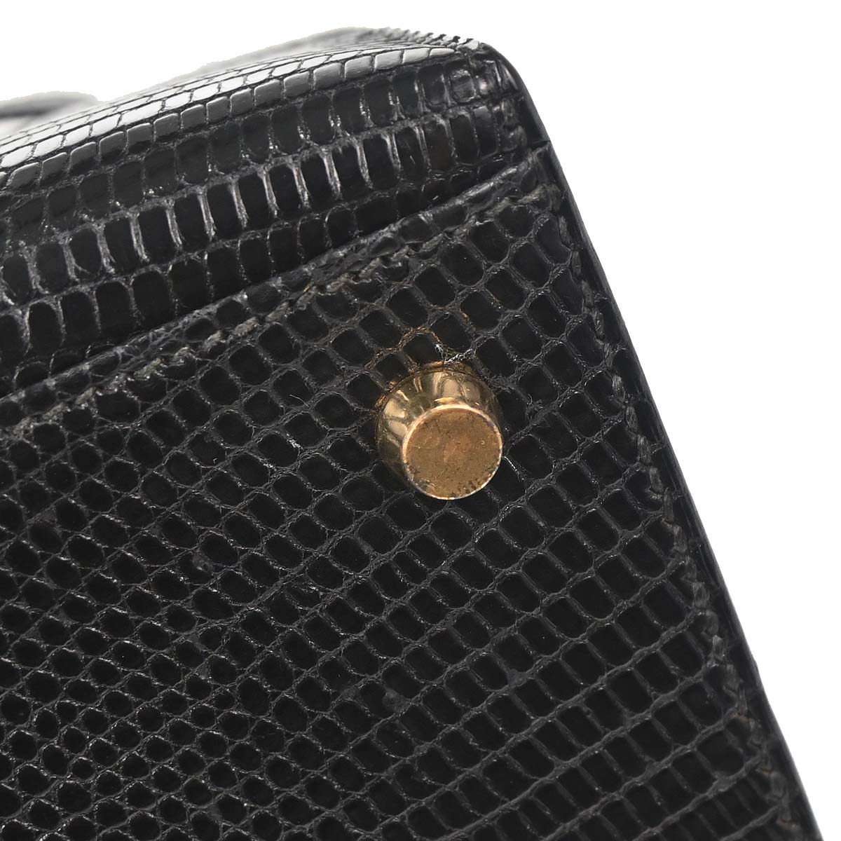 Hermes * Black Lizard Kelly 32 Sellier 2way Shoulder Handbag