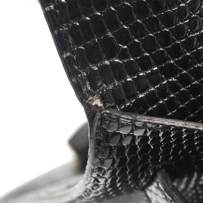 Hermes * Black Lizard Kelly 32 Sellier 2way Shoulder Handbag