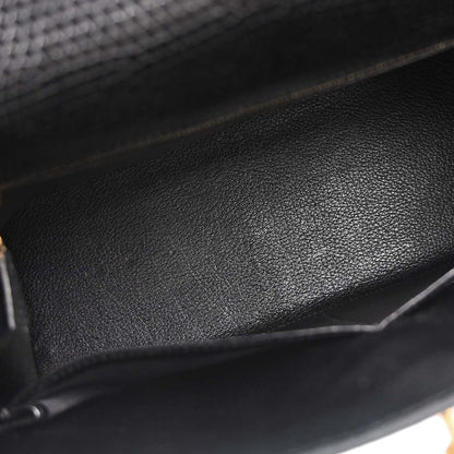 Hermes * Black Lizard Kelly 32 Sellier 2way Shoulder Handbag