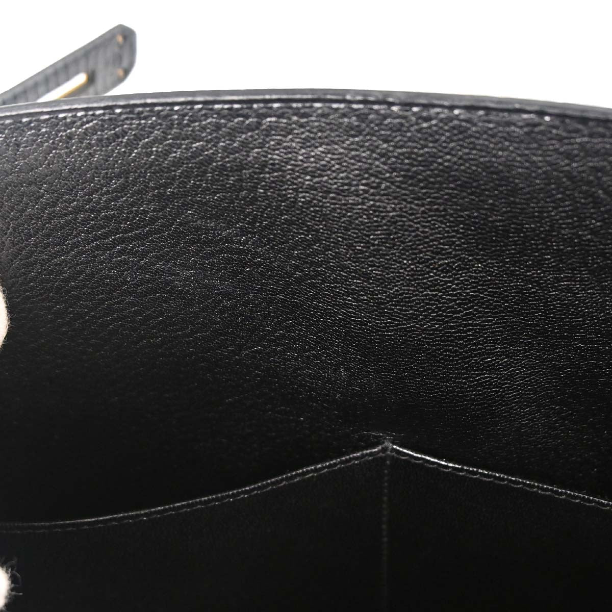 Hermes * Black Lizard Kelly 32 Sellier 2way Shoulder Handbag