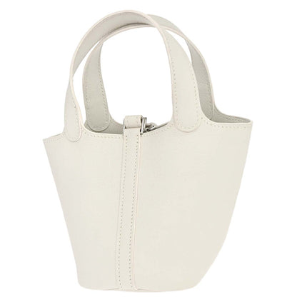 Hermes White Swift Picotin Lock Micro Handbag
