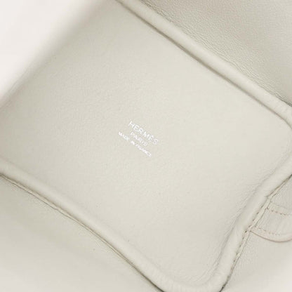 Hermes White Swift Picotin Lock Micro Handbag