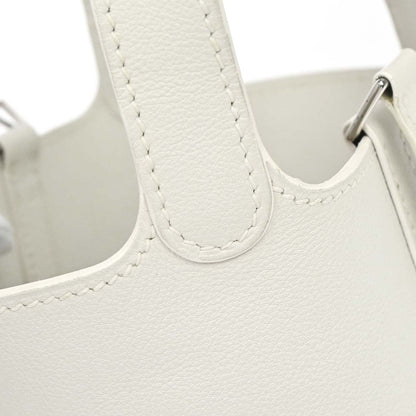 Hermes White Swift Picotin Lock Micro Handbag