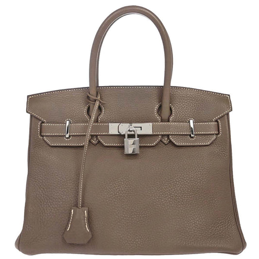Hermes 2015 Etoupe Gray Taurillon Clemence Birkin 30 Handbag