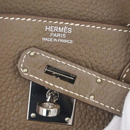 Hermes 2015 Etoupe Gray Taurillon Clemence Birkin 30 Handbag