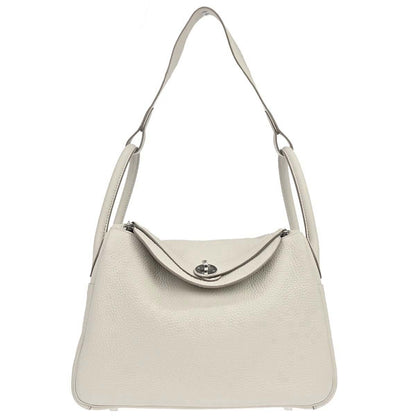 Hermes Vanilla Taurillon Clemence Lindy 30 Shoulder Bag