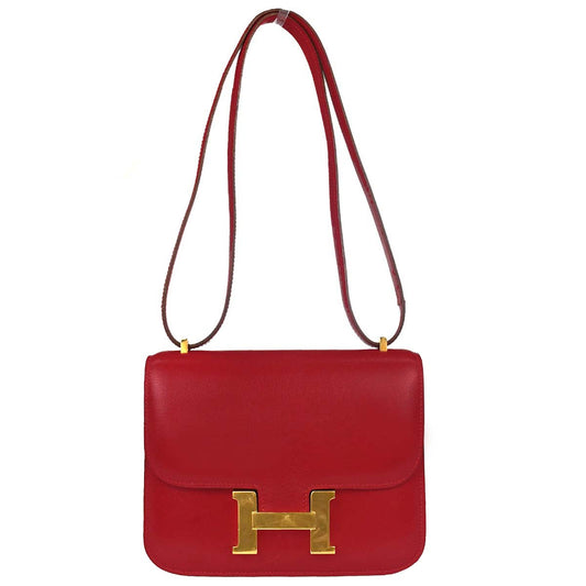 Hermes Rouge Garance Box Calf Constance 18 Shoulder Bag