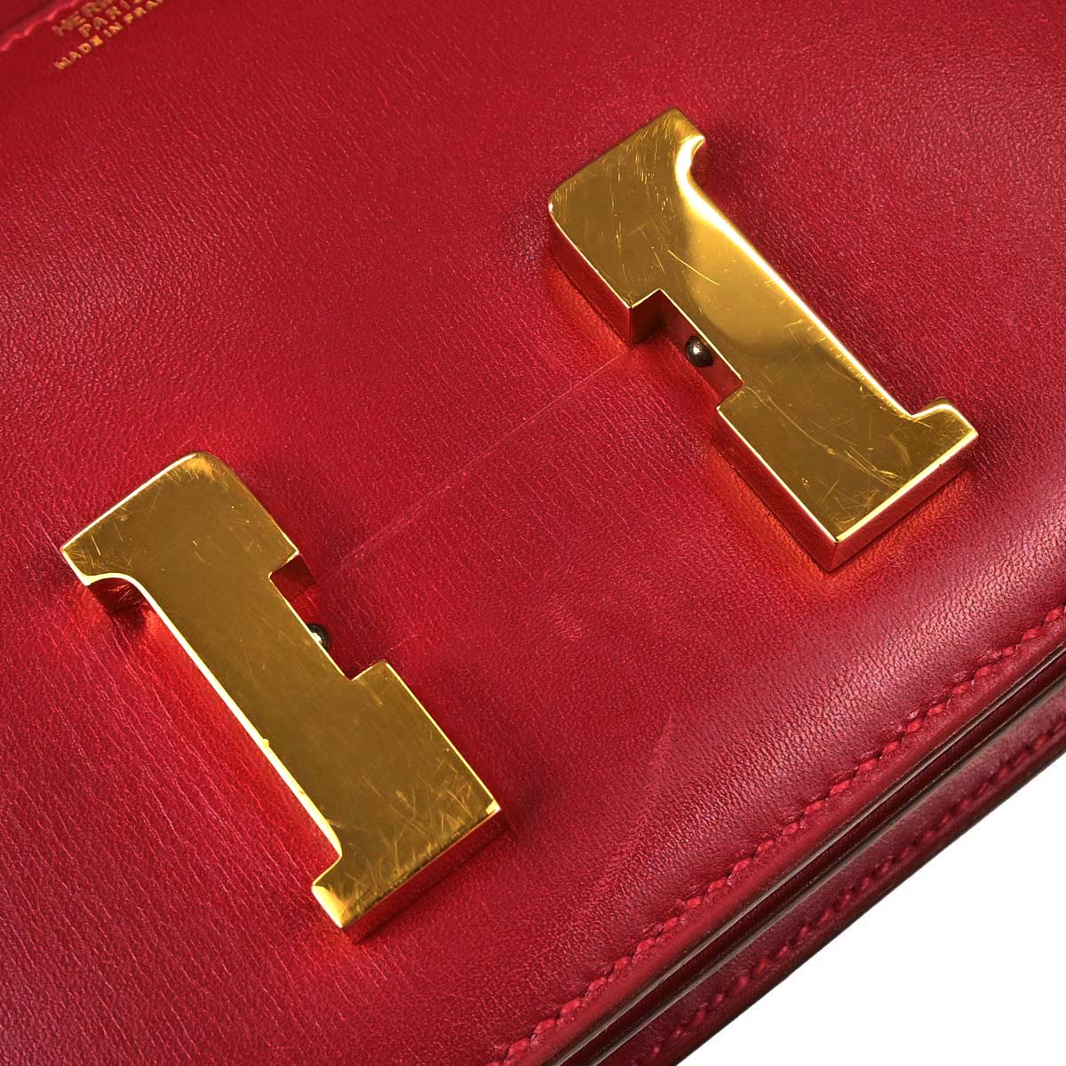 Hermes Rouge Garance Box Calf Constance 18 Shoulder Bag