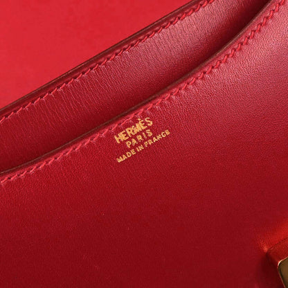 Hermes Rouge Garance Box Calf Constance 18 Shoulder Bag