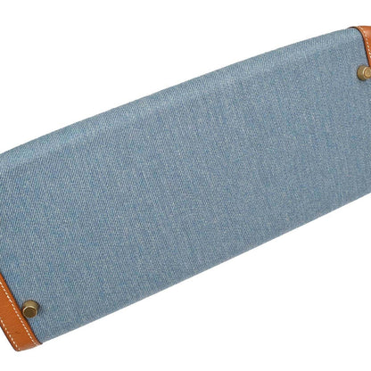 Hermes Blue Natural Toile Jean Vache Kelly 32 Sellier Handbag
