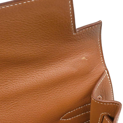 Hermes Blue Natural Toile Jean Vache Kelly 32 Sellier Handbag