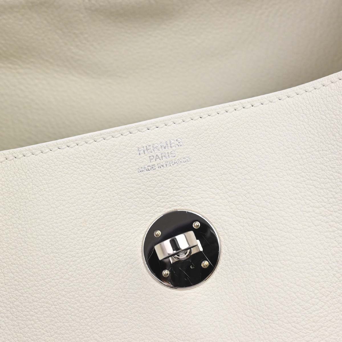 Hermes White Evercolor Lindy 30 Shoulder Bag