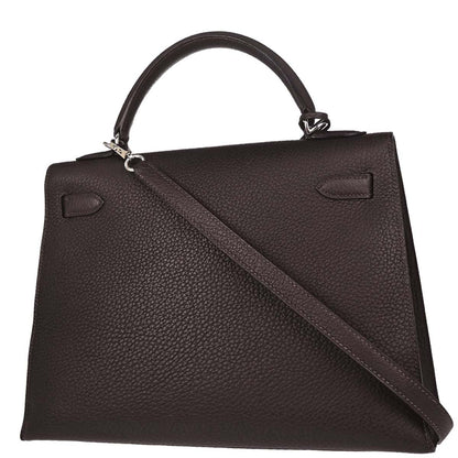 Hermes Chocolat Fjord Kelly 32 Sellier 2way Shoulder Handbag