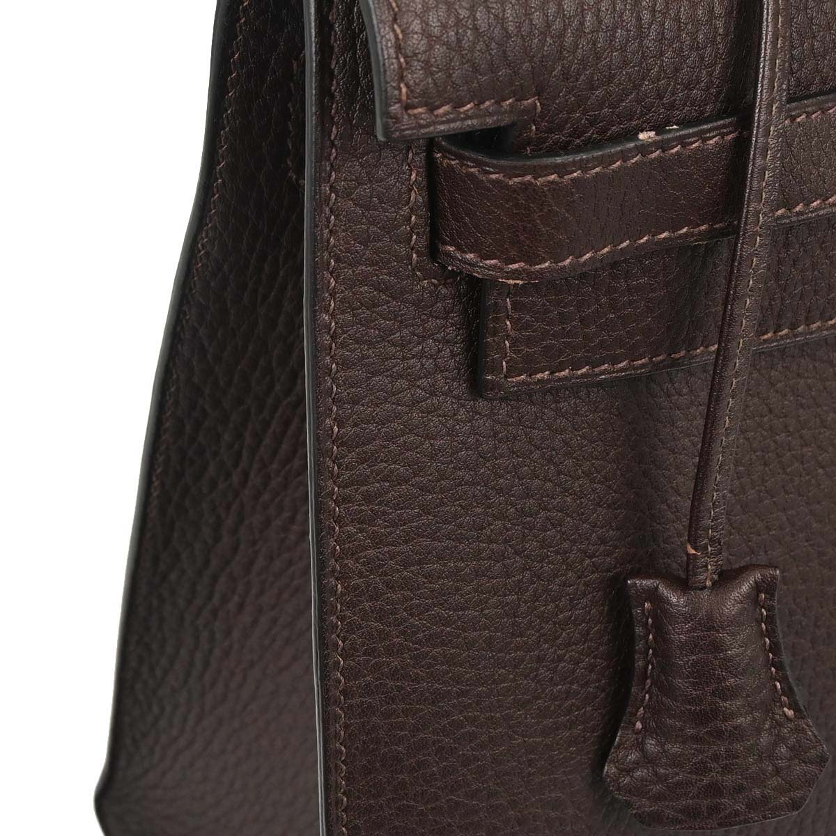 Hermes Chocolat Fjord Kelly 32 Sellier 2way Shoulder Handbag