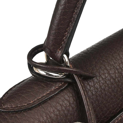 Hermes Chocolat Fjord Kelly 32 Sellier 2way Shoulder Handbag