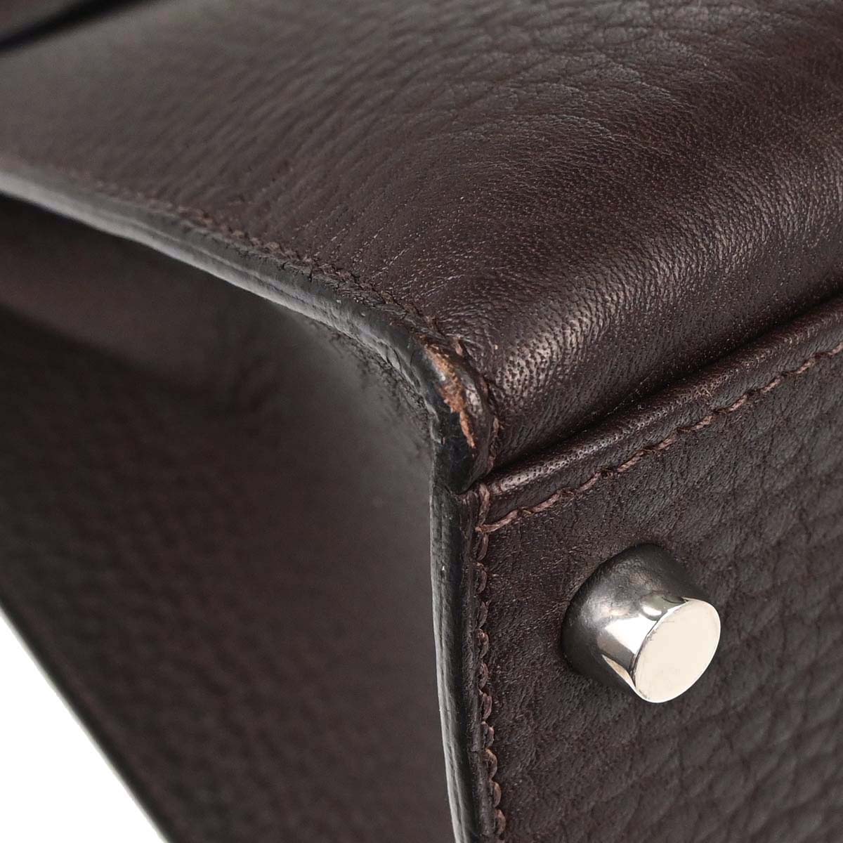 Hermes Chocolat Fjord Kelly 32 Sellier 2way Shoulder Handbag