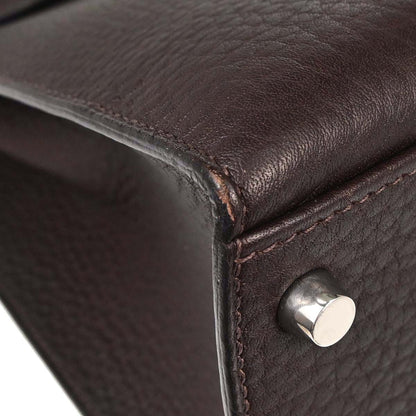 Hermes Chocolat Fjord Kelly 32 Sellier 2way Shoulder Handbag