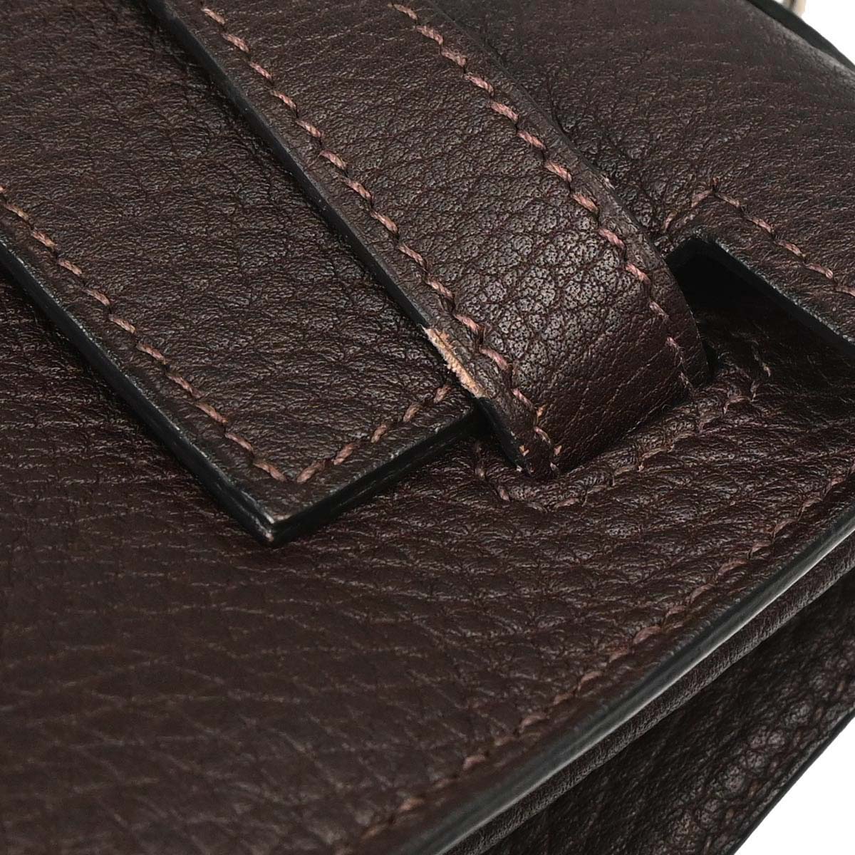Hermes Chocolat Fjord Kelly 32 Sellier 2way Shoulder Handbag