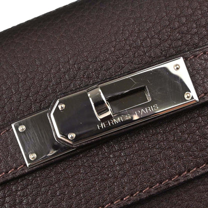 Hermes Chocolat Fjord Kelly 32 Sellier 2way Shoulder Handbag